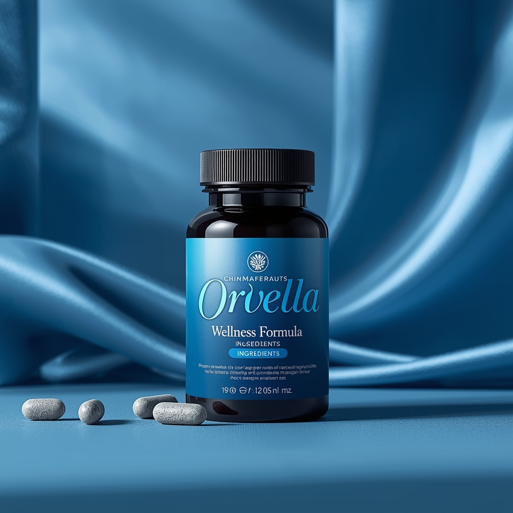 Orvella supplement bottle product display